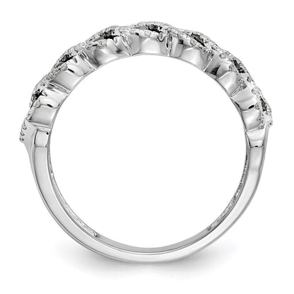 14k White Gold Black & White Real Diamond Band