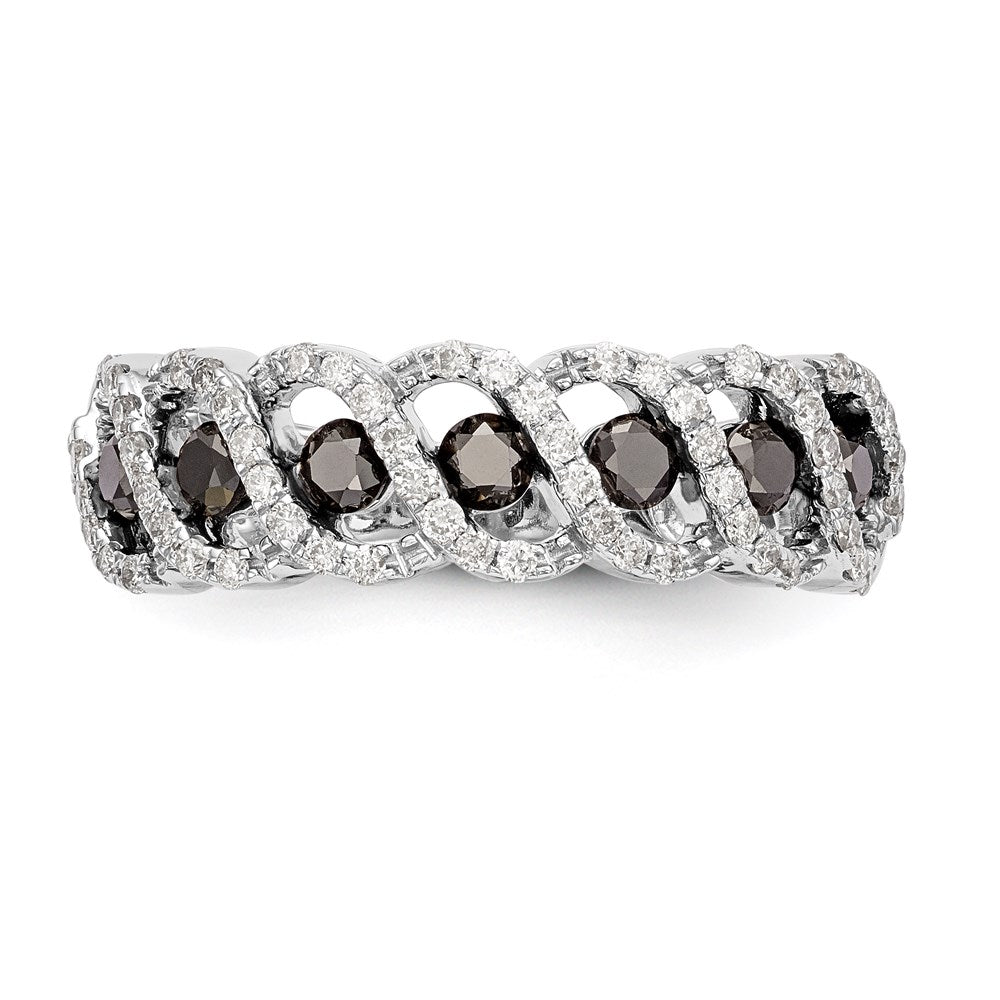 14k White Gold Black & White Real Diamond Band