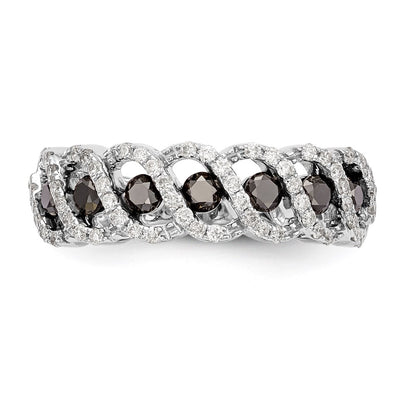 14k White Gold Black & White Real Diamond Band