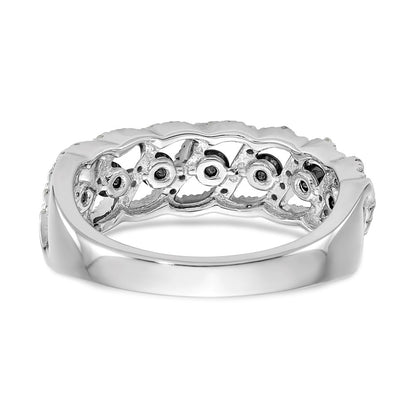 14k White Gold Black & White Real Diamond Band