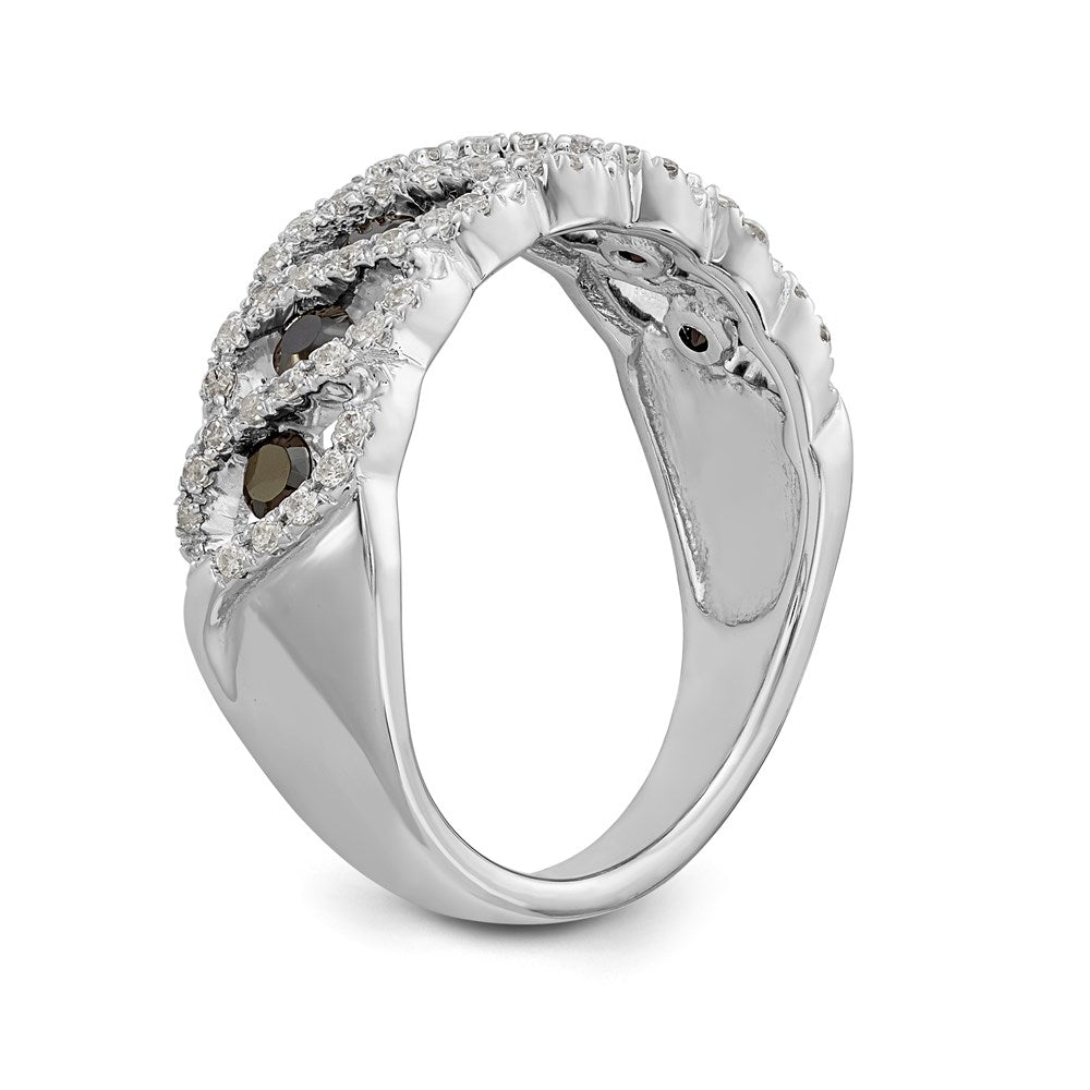 14k White Gold Black & White Real Diamond Band