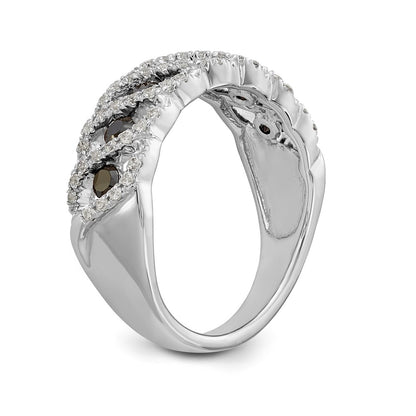 14k White Gold Black & White Real Diamond Band