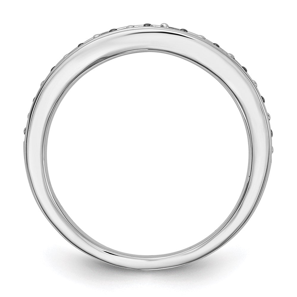 14k White Gold Black and White Real Diamond Band