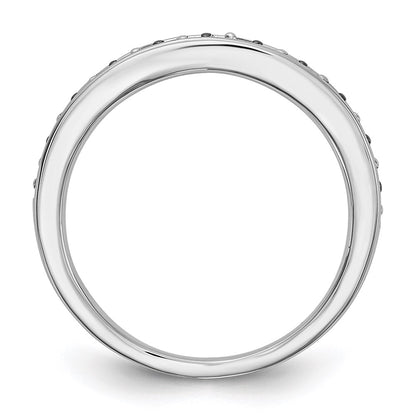 14k White Gold Black and White Real Diamond Band