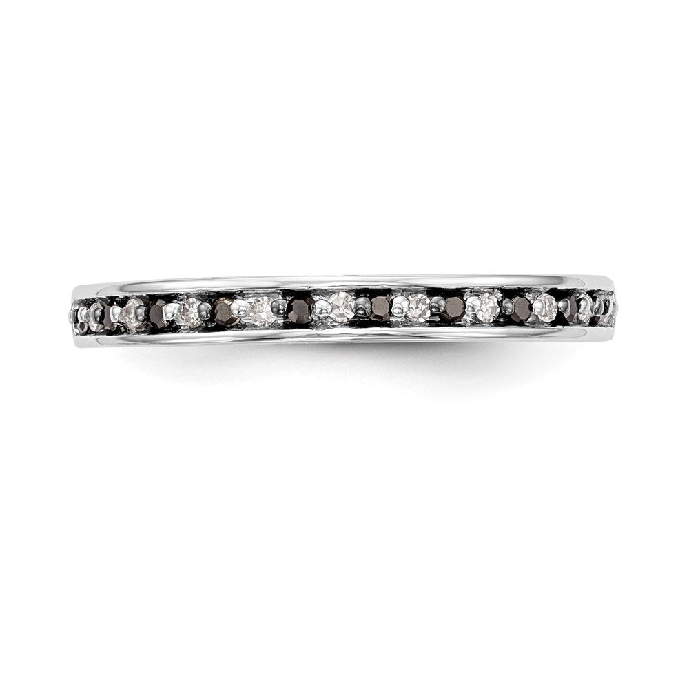 14k White Gold Black and White Real Diamond Band