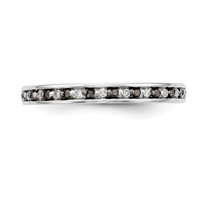 14k White Gold Black and White Real Diamond Band