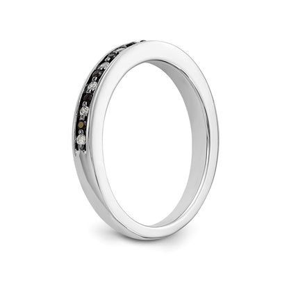 14k White Gold Black and White Real Diamond Band