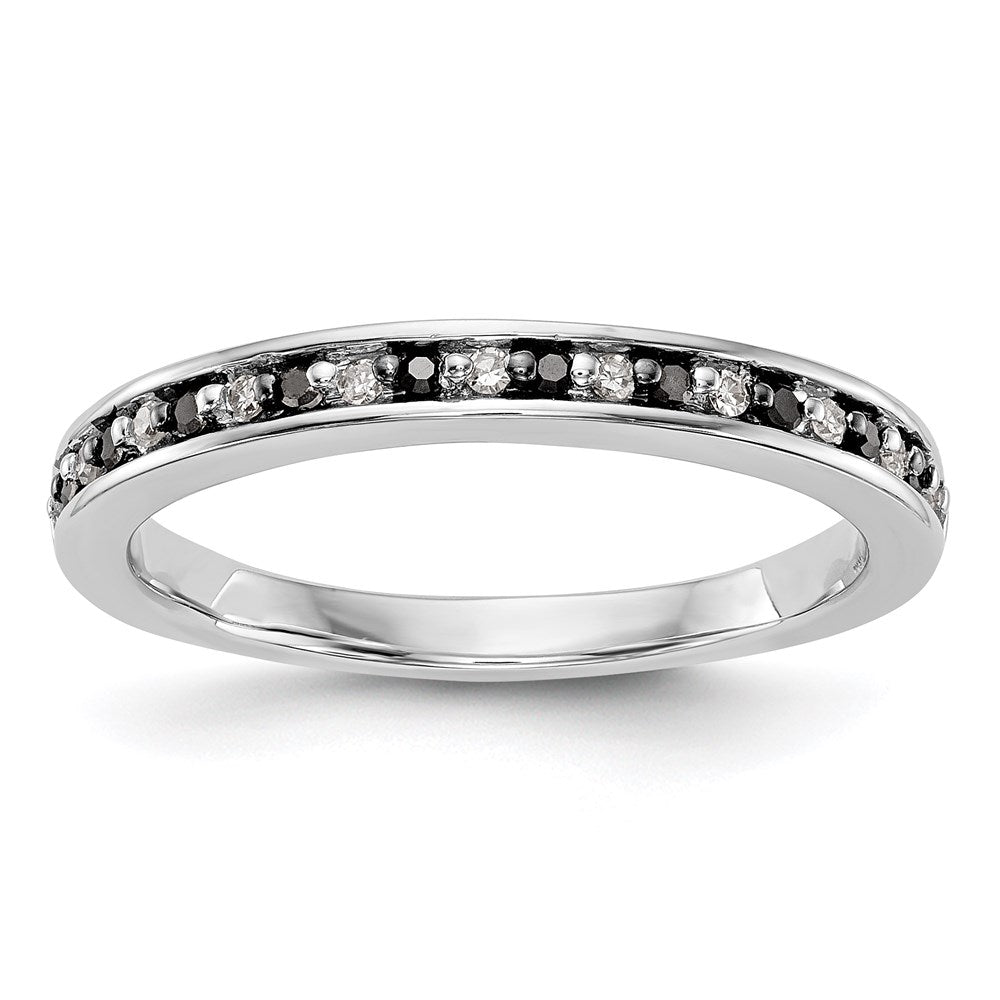14k White Gold Black and White Real Diamond Band
