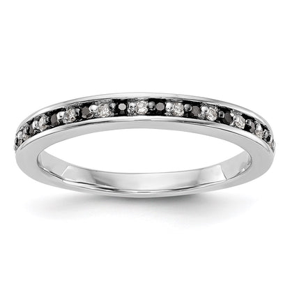 14k White Gold Black and White Real Diamond Band