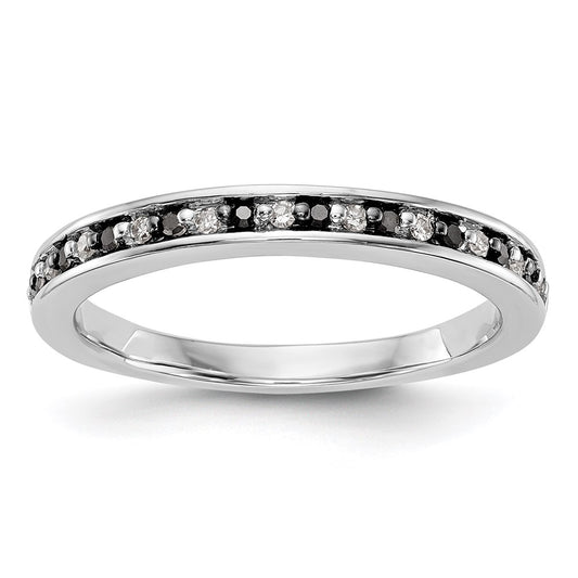 14k White Gold Black and White Real Diamond Band