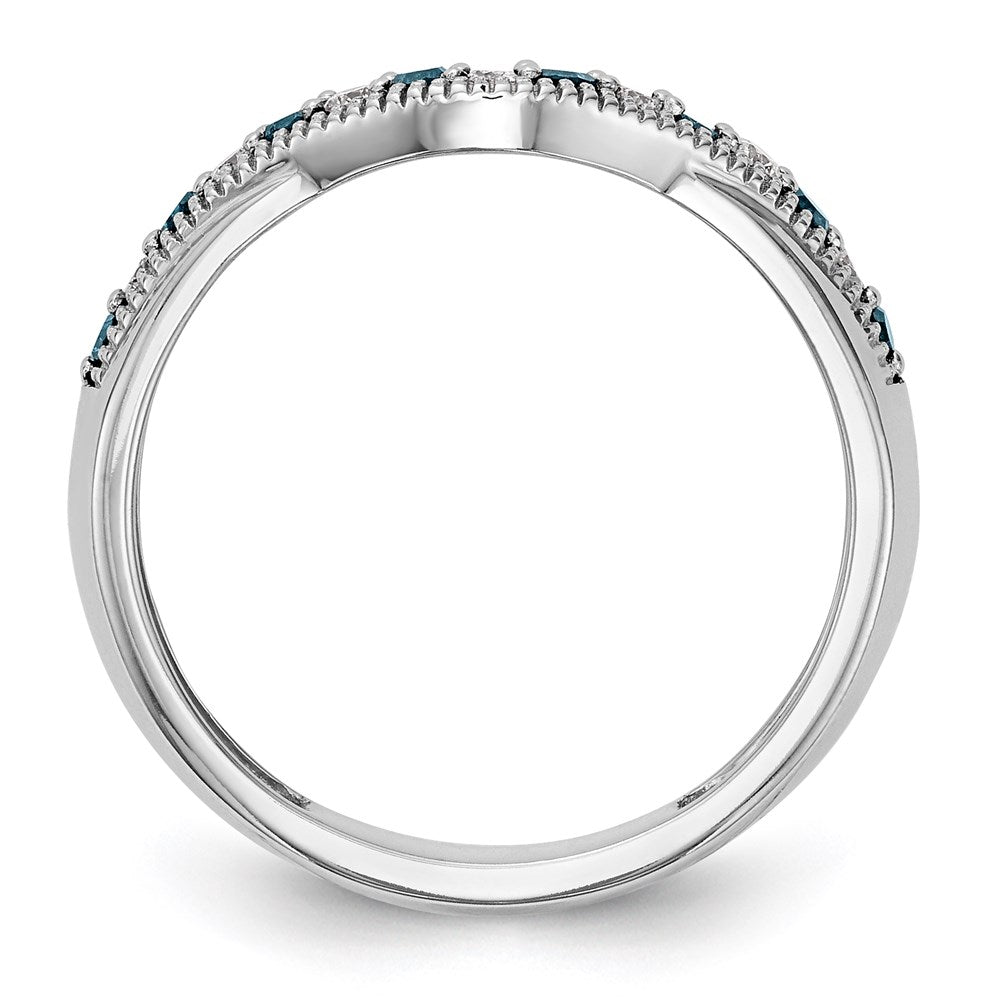 14k White Gold Blue & White Real Diamond Band