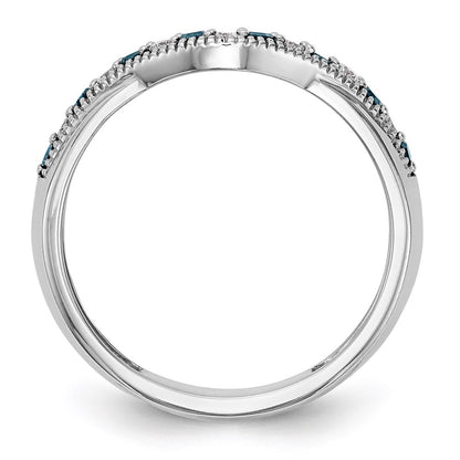 14k White Gold Blue & White Real Diamond Band