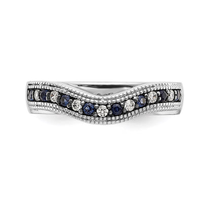14k White Gold Blue & White Real Diamond Band