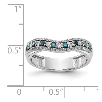 14k White Gold Blue & White Real Diamond Band