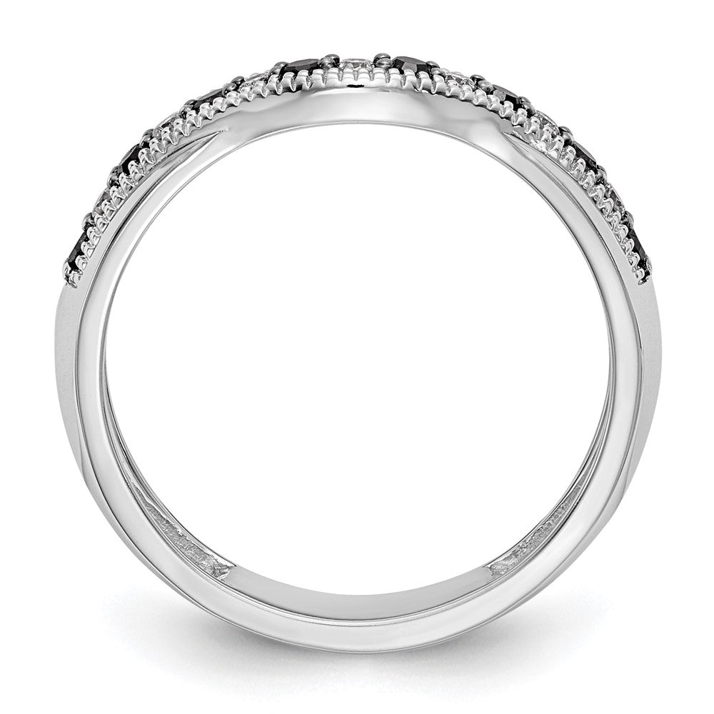 14k White Gold Black & White Real Diamond Band