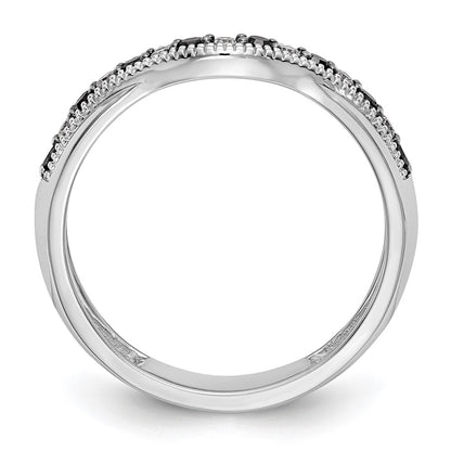 14k White Gold Black & White Real Diamond Band