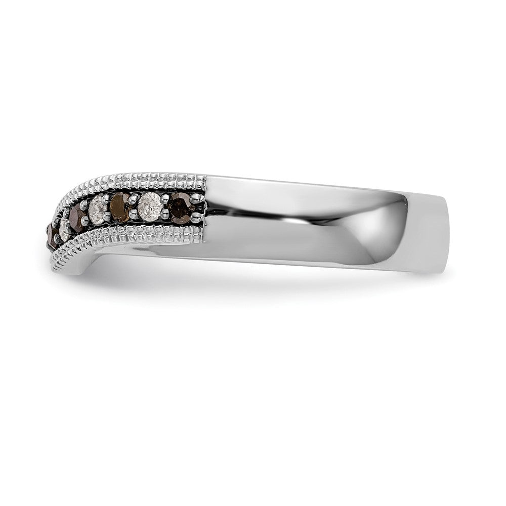14k White Gold Black & White Real Diamond Band