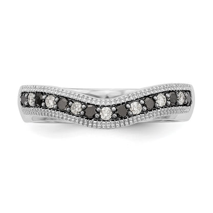14k White Gold Black & White Real Diamond Band