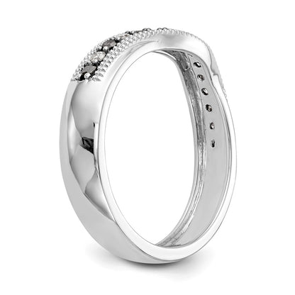 14k White Gold Black & White Real Diamond Band