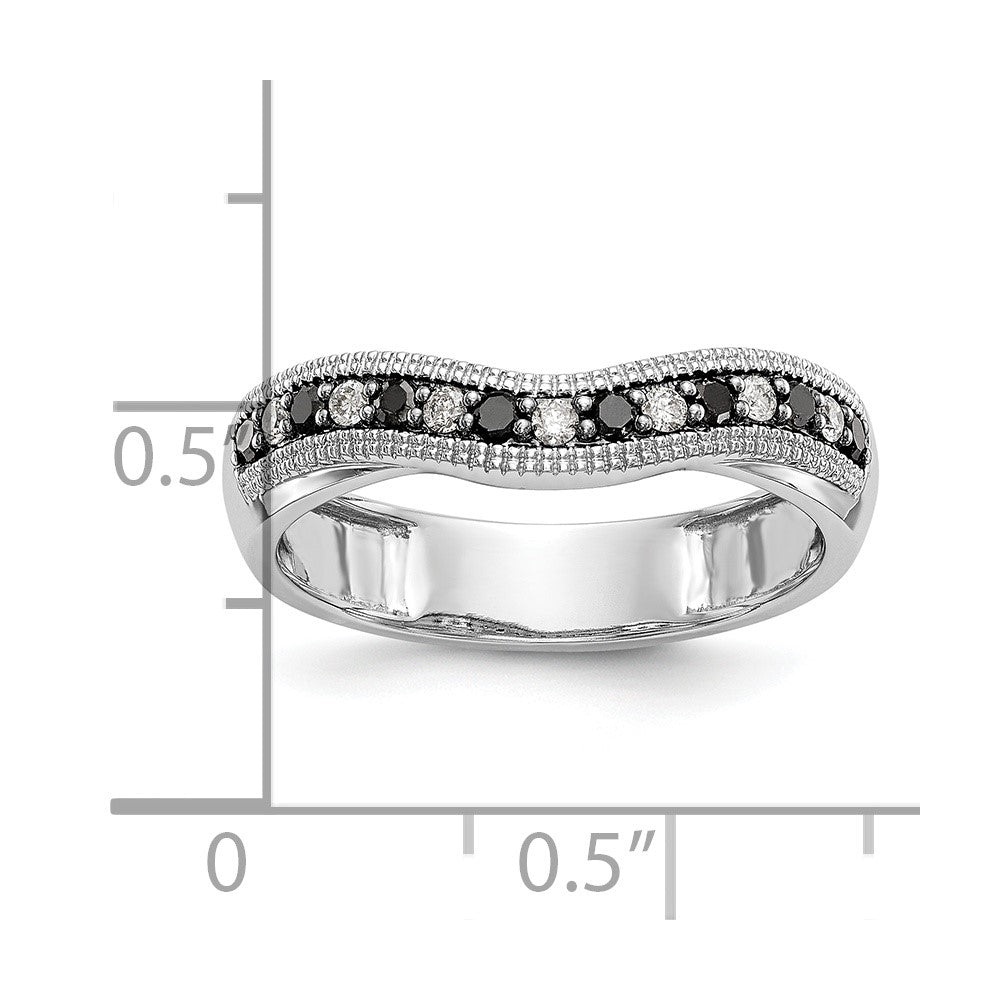14k White Gold Black & White Real Diamond Band