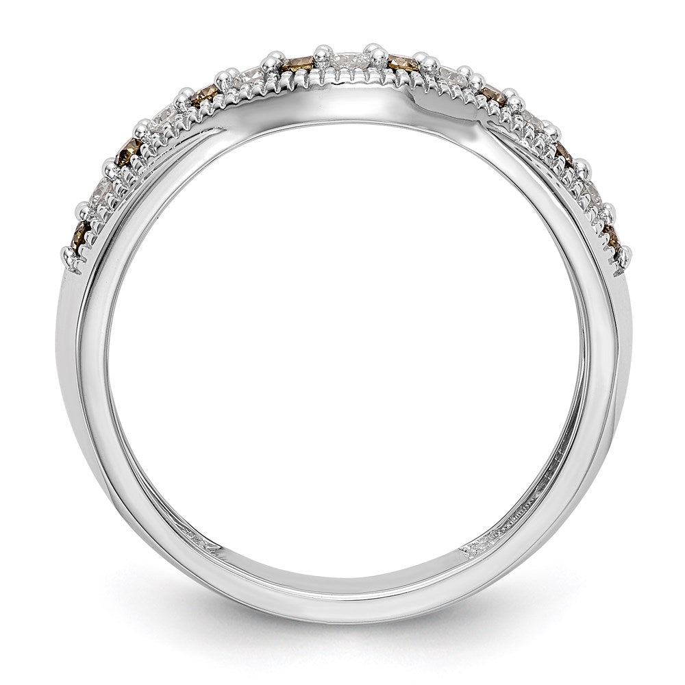 14k White Gold Champagne & White Real Diamond Band