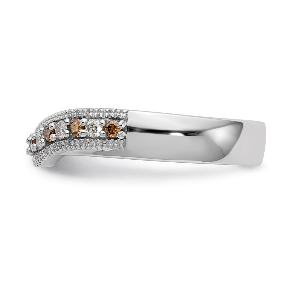 14k White Gold Champagne & White Real Diamond Band