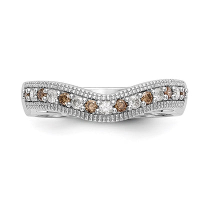 14k White Gold Champagne & White Real Diamond Band