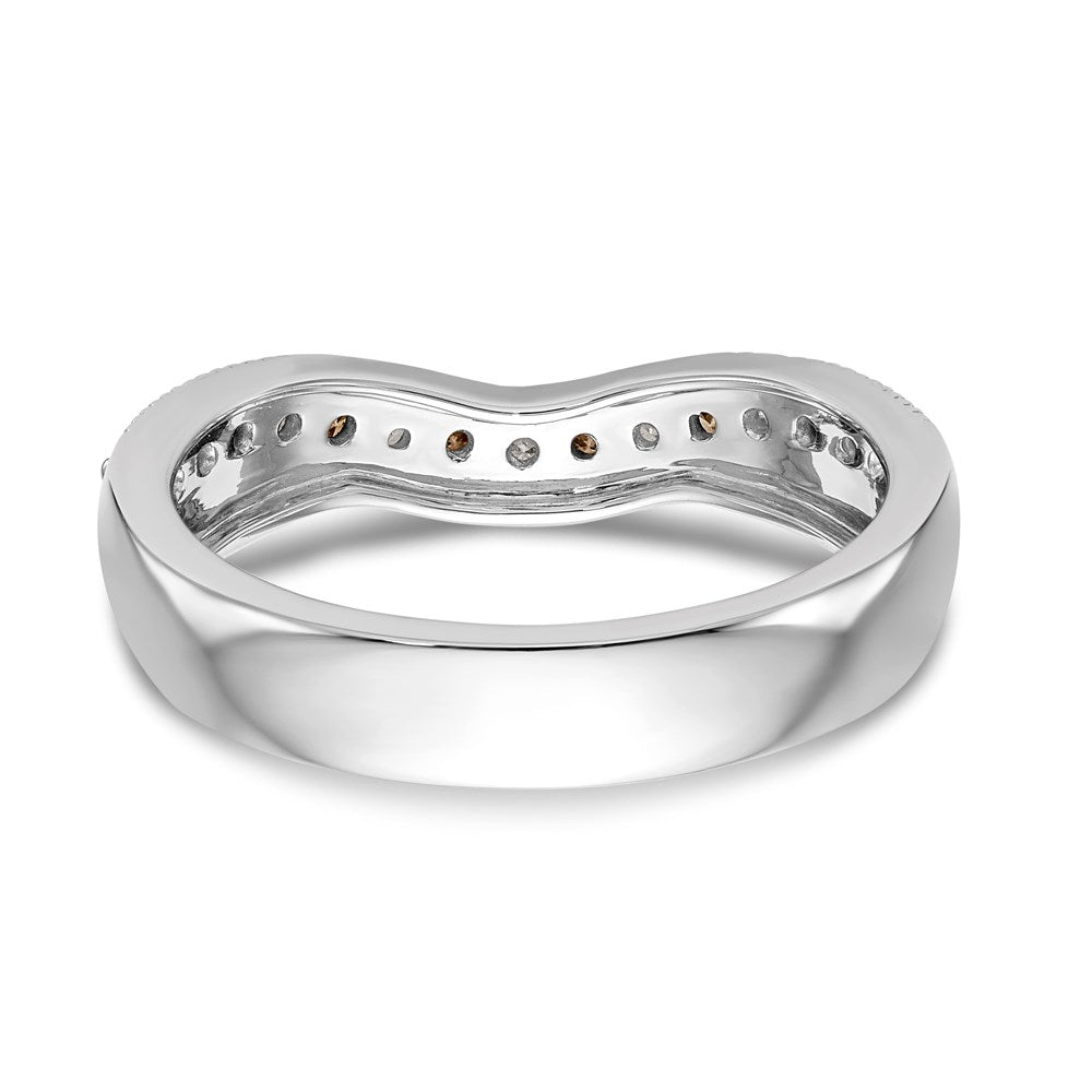 14k White Gold Champagne & White Real Diamond Band