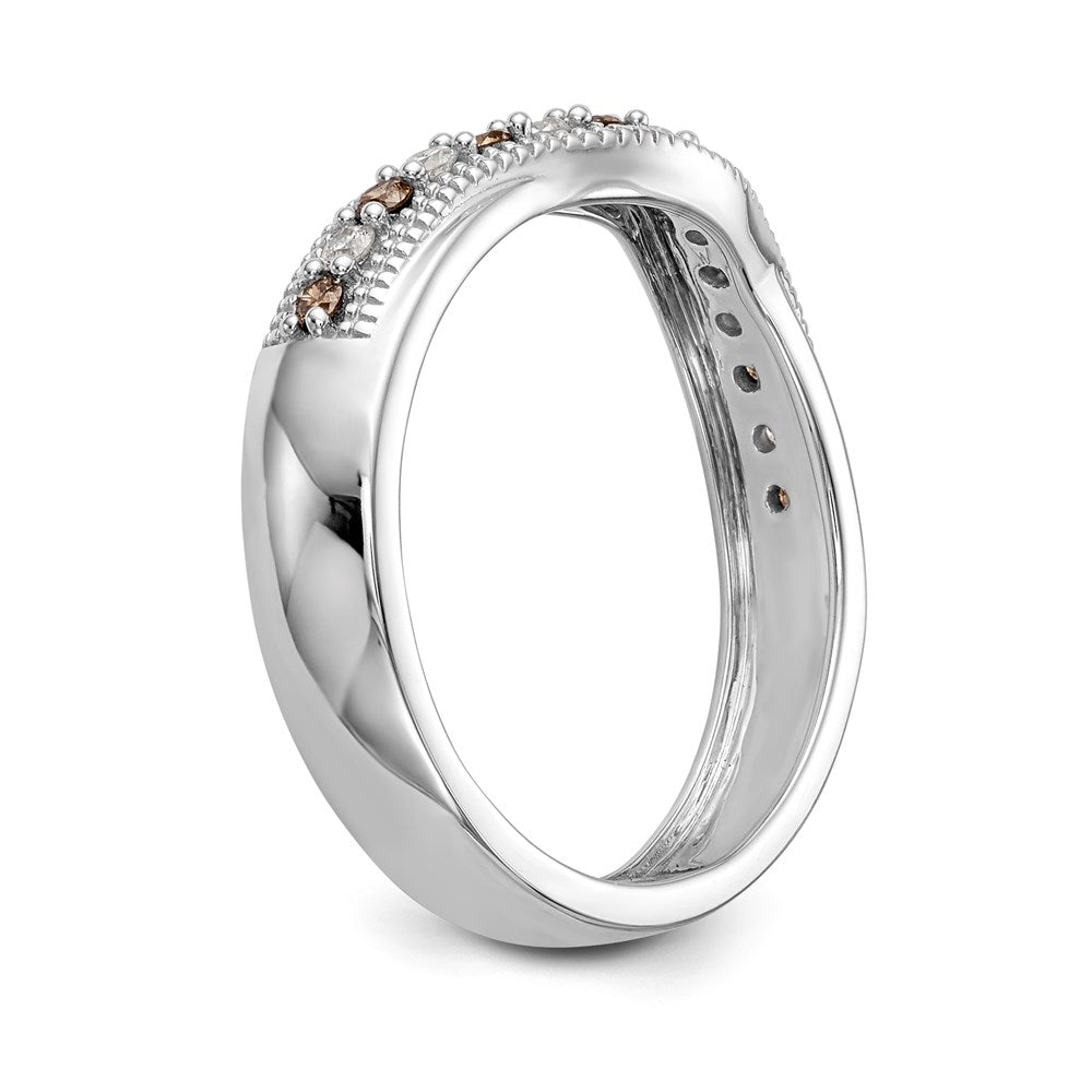 14k White Gold Champagne & White Real Diamond Band