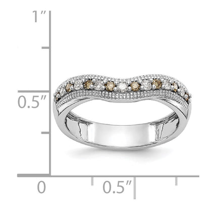 14k White Gold Champagne & White Real Diamond Band