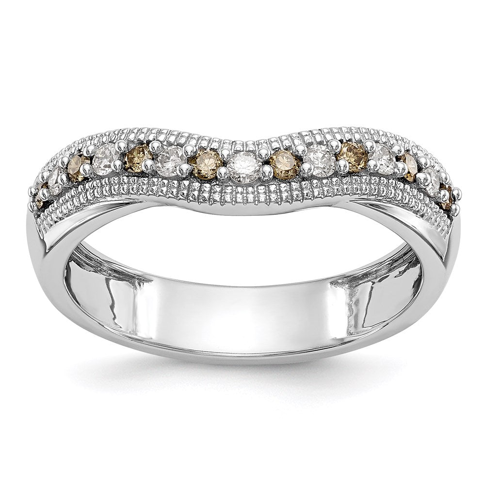 14k White Gold Champagne & White Real Diamond Band