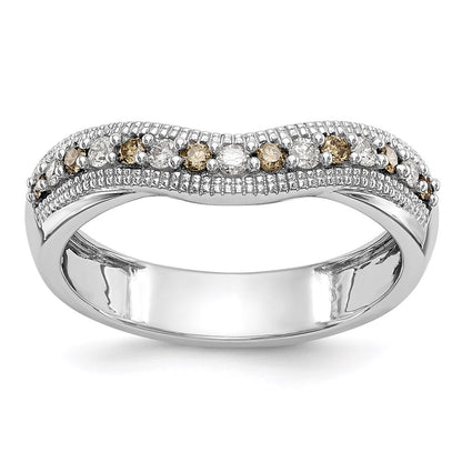 14k White Gold Champagne & White Real Diamond Band