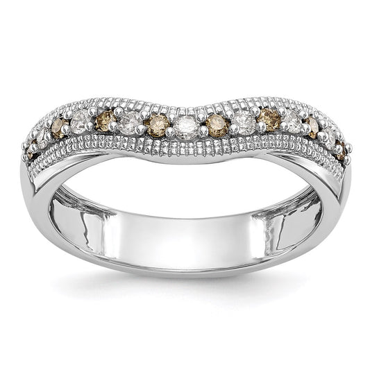 14k White Gold Champagne & White Real Diamond Band