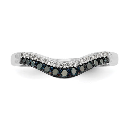 14k White Gold Blue & White Real Diamond Band
