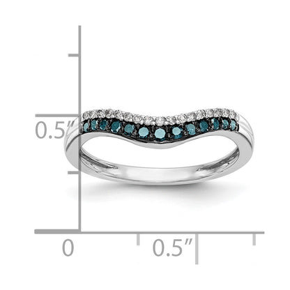 14k White Gold Blue & White Real Diamond Band