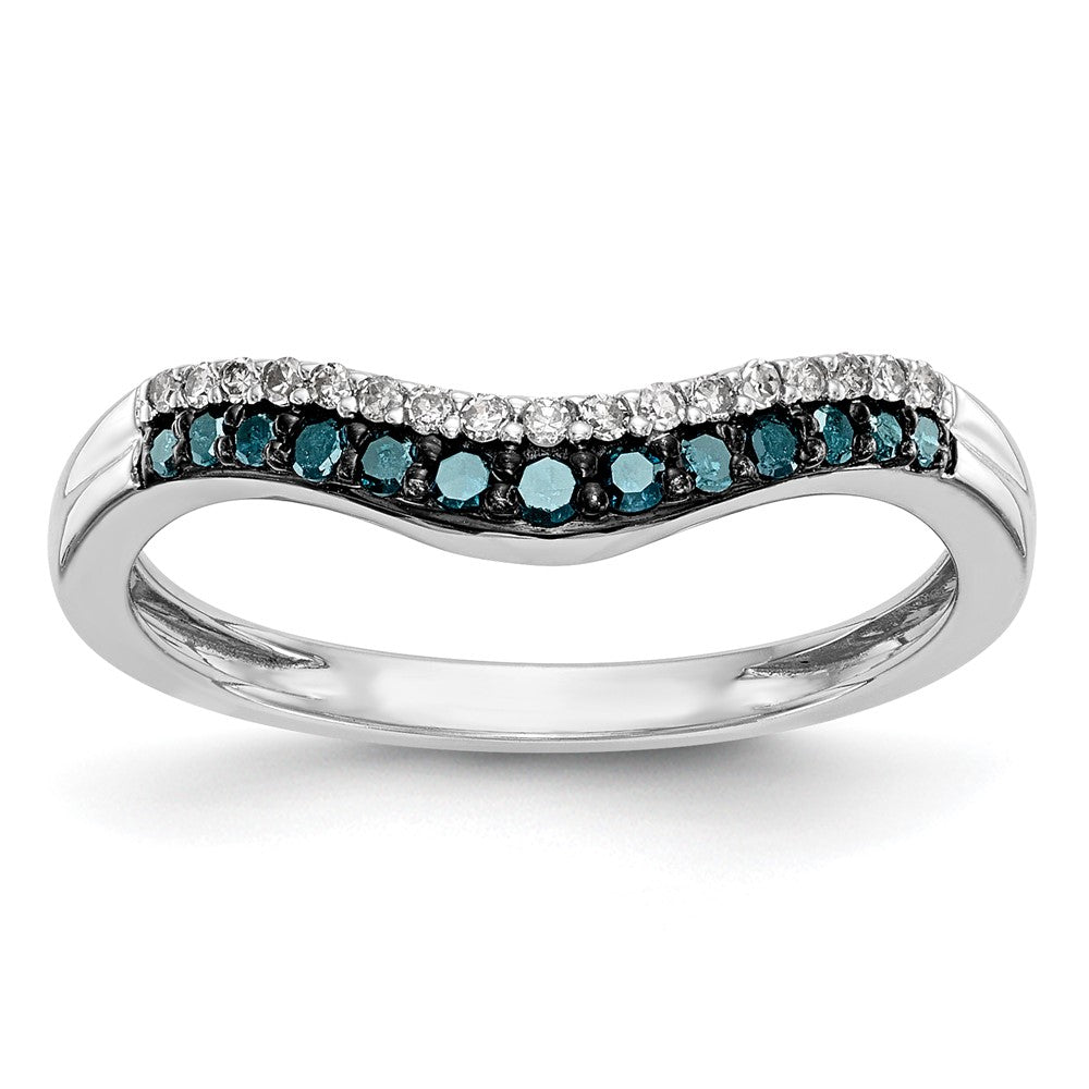 14k White Gold Blue & White Real Diamond Band