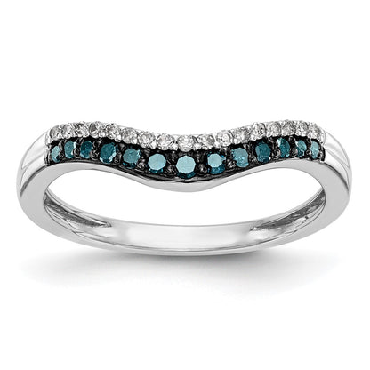 14k White Gold Blue & White Real Diamond Band