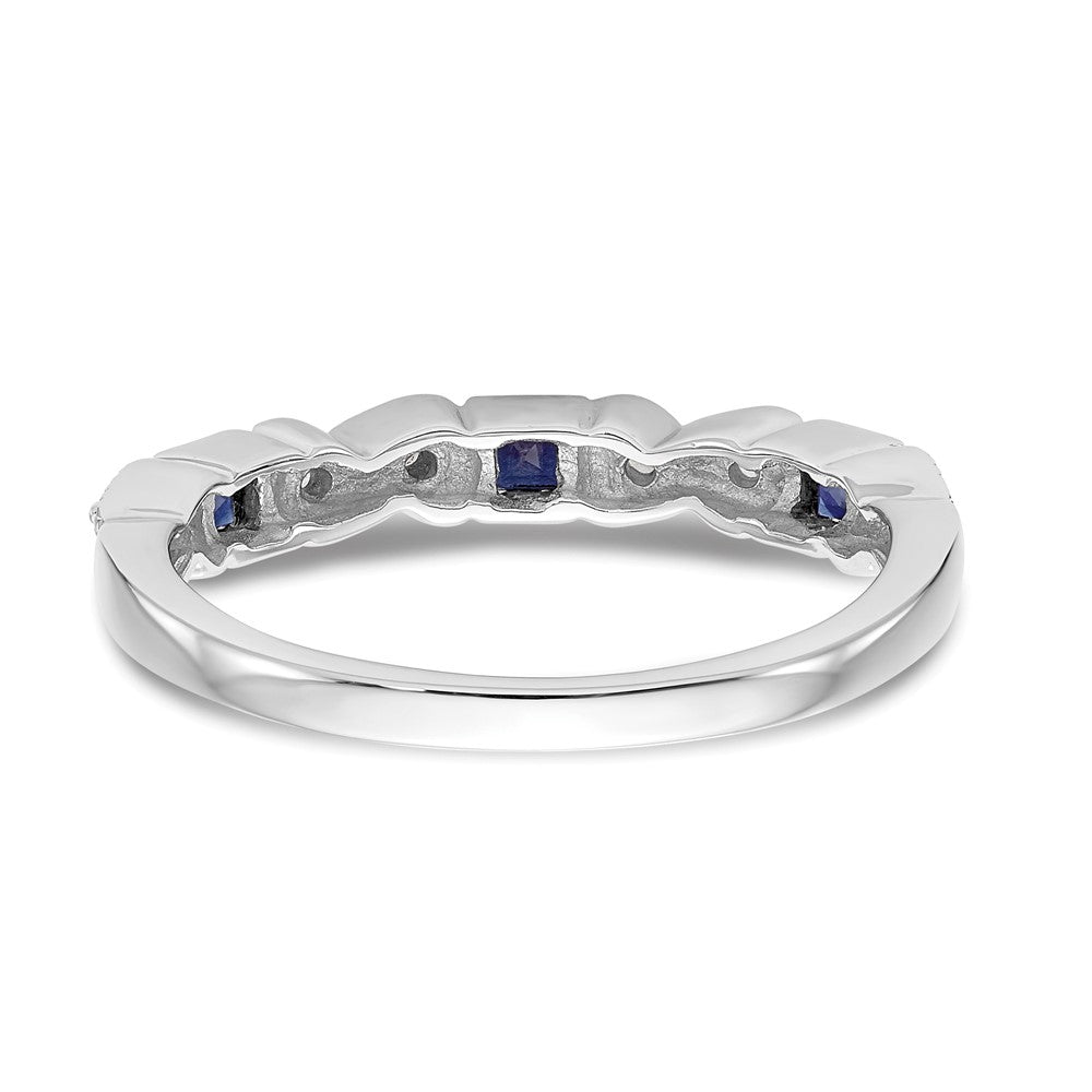 Solid 14k White Gold Simulated CZ w/Simulated Sapphire Band