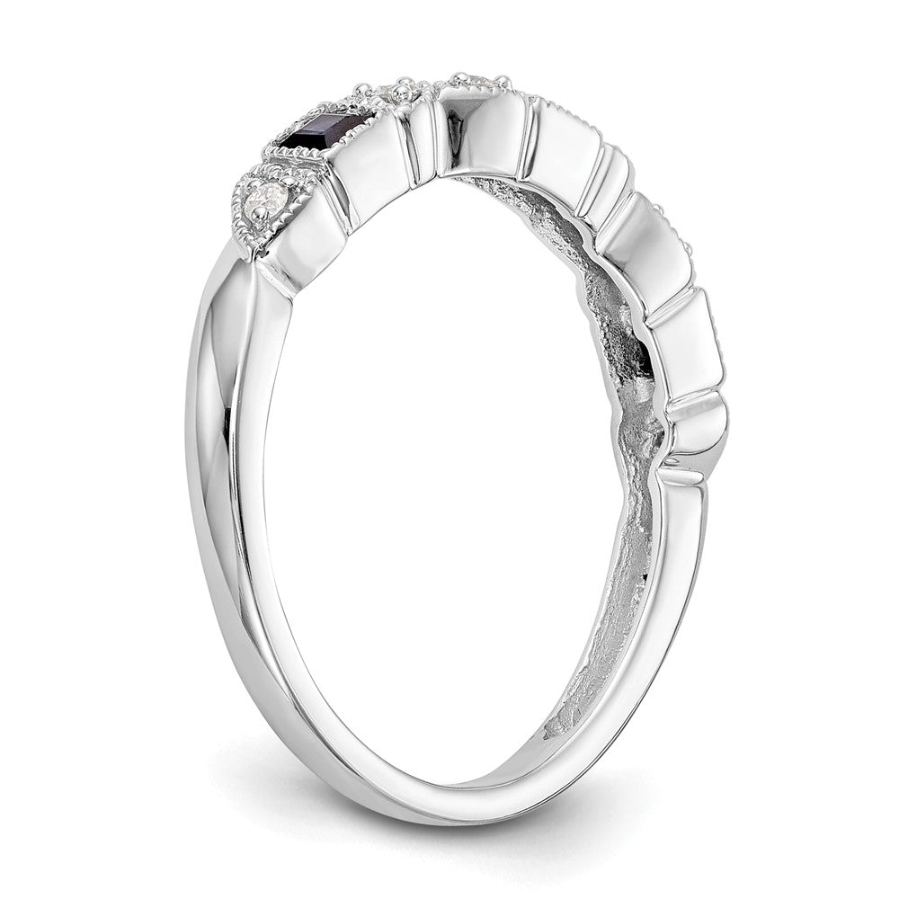 Solid 14k White Gold Simulated CZ w/Simulated Sapphire Band