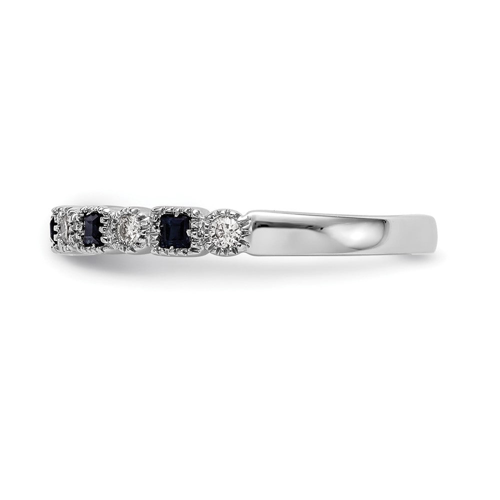 Solid 14k White Gold Simulated CZ w/Simulated Sapphire Band