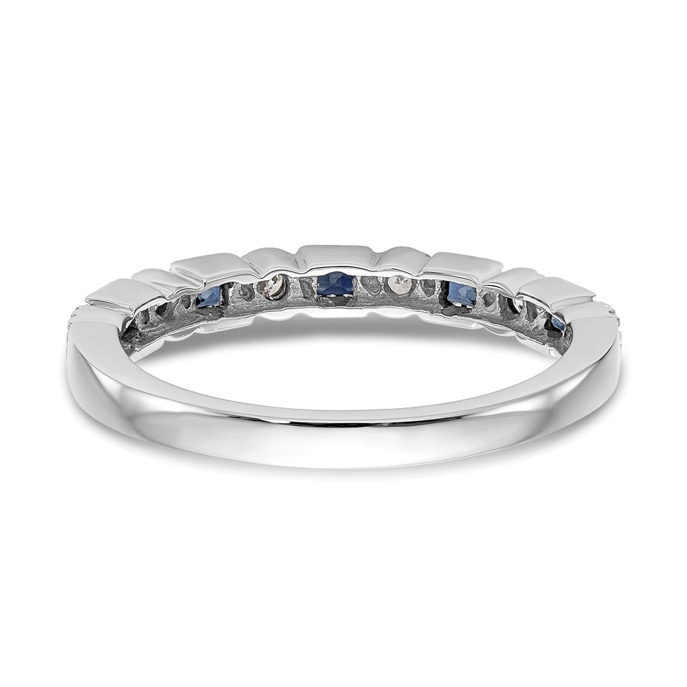 Solid 14k White Gold Simulated CZ w/Simulated Sapphire Band