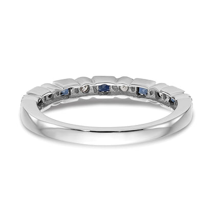 Solid 14k White Gold Simulated CZ w/Simulated Sapphire Band