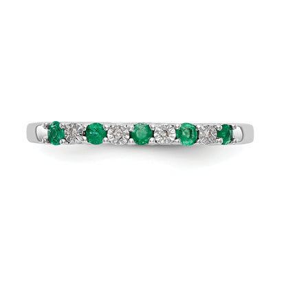 Solid 14k White Gold Simulated CZ w/Simulated Sapphire Band