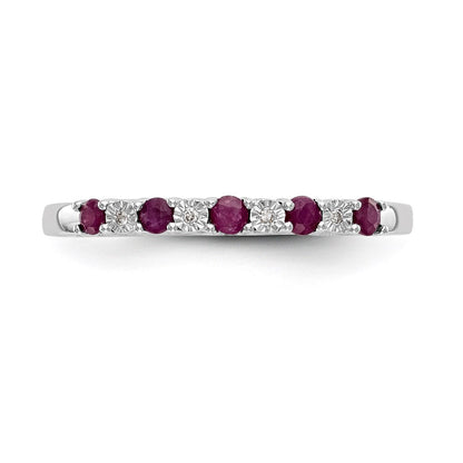 14k White Gold Real Diamond w/Ruby Band
