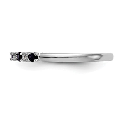 Solid 14k White Gold Simulated CZ w/Simulated Sapphire Band