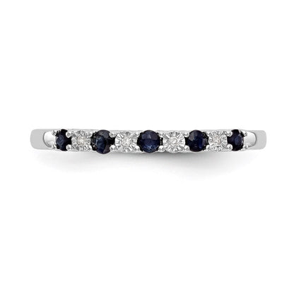 14k White Gold Real Diamond w/Sapphire Band