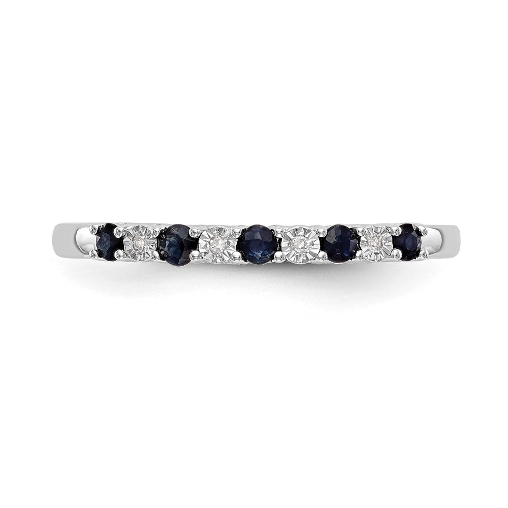 Solid 14k White Gold Simulated CZ w/Simulated Sapphire Band