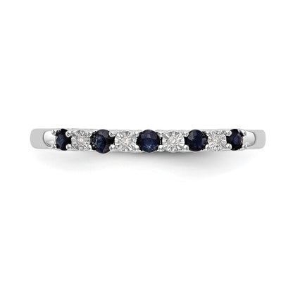 Solid 14k White Gold Simulated CZ w/Simulated Sapphire Band