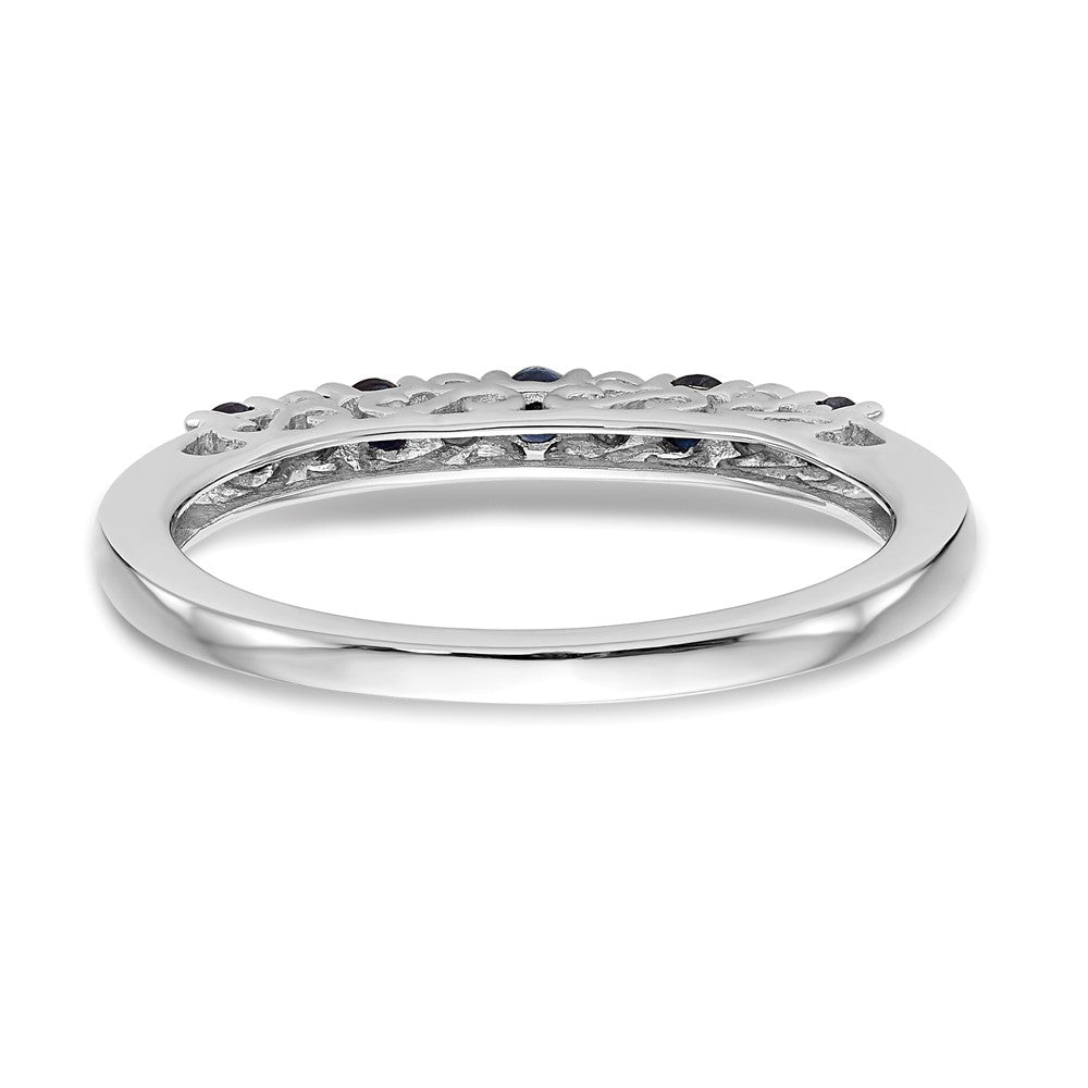 Solid 14k White Gold Simulated CZ w/Simulated Sapphire Band