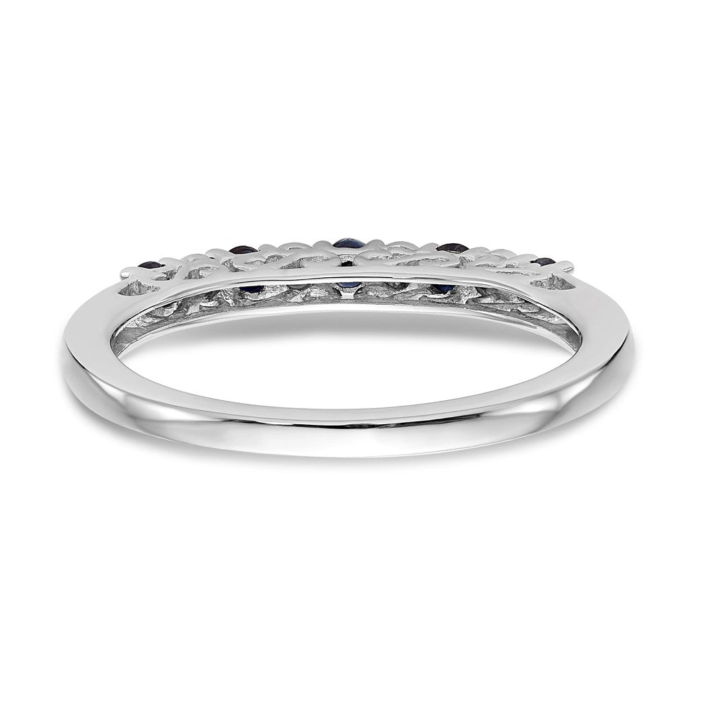 14k White Gold Real Diamond w/Sapphire Band